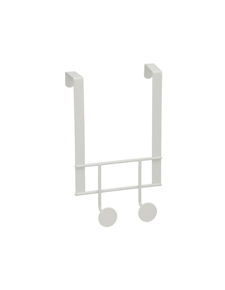 PERCHA METAL PUERTA 2 POMOS BLANCO