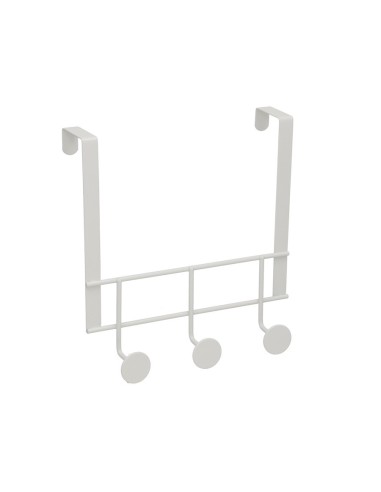 PERCHA METAL PUERTA 3 POMOS BLANCO