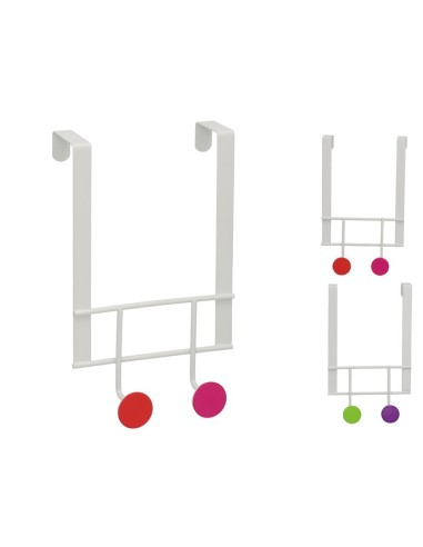 PERCHA PUERTA BLANCO 2 POMOS COLOR