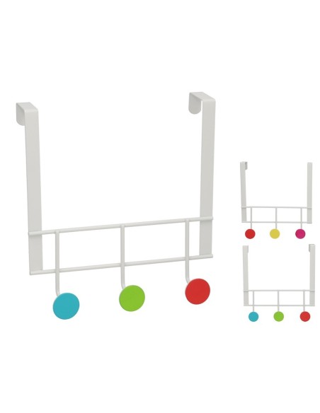PERCHA PUERTA BLANCO 3 POMOS COLOR