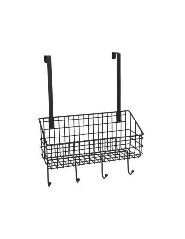 ESTANTE COLGADOR 4 POMOS NEGRO 32X13X44CM