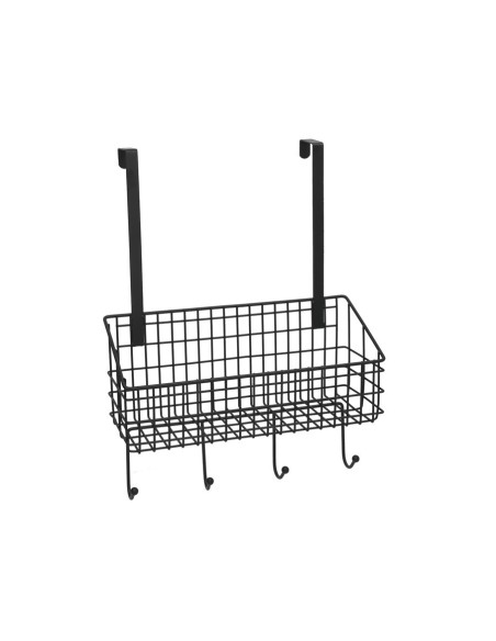 ESTANTE COLGADOR 4 POMOS NEGRO 32X13X44CM