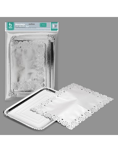 BANDEJA RECTANGULAR + BLONDA PLATA 25 X 34 CM