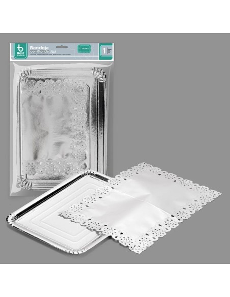 BANDEJA RECTANGULAR + BLONDA PLATA 25 X 34 CM