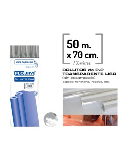 ROLLO P.P TRANSPARENTE LISO 70CM X 50 MTR