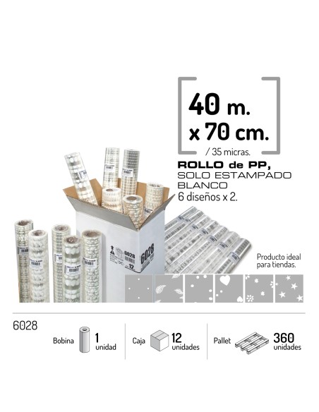 ROLLO TRANSPARENTE BLANCO 40MX70CM