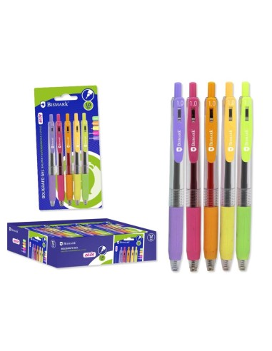 BOLIGRAFO GEL 1.0MM 5 COLORES NEON SET