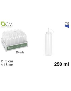 BOTE PLASTICO SALSA TRANSPARENTE 250ML