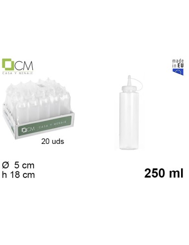 BOTE PLASTICO SALSA TRANSPARENTE 250ML