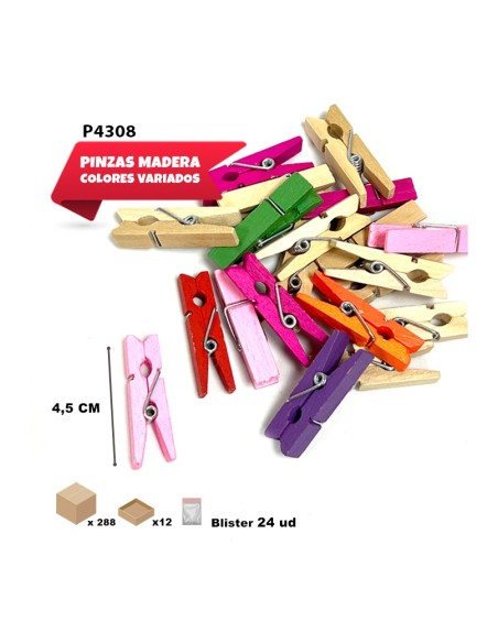 PINCITAS DE MADERA 4.5MM COLORES