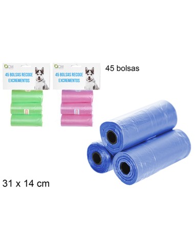 45 BOLSA RECOGE EXCREMENTOS COLORES SURTIDOS