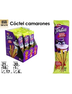 APERITIVO PARA GATOS TIRITAS COCTEL CAMARONES 40g