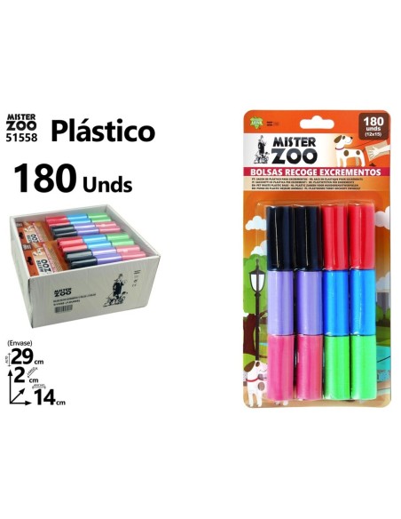 BOLSAS RECOGE EXCREMENTOS 12 ROLLOS x 15 BOLSAS