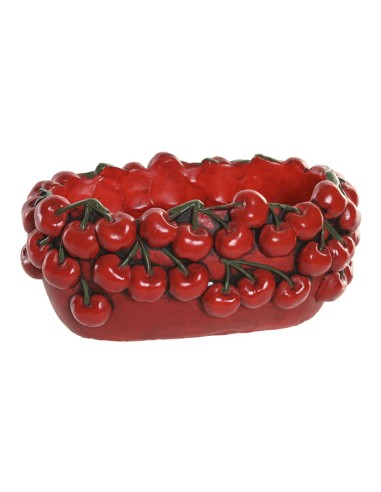 JARRON CENTRO MESA CEMENTO 25X16X13 CEREZAS ROJO