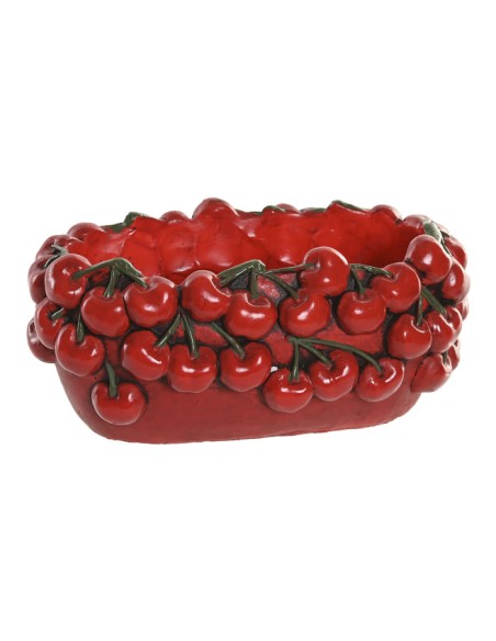 JARRON CENTRO MESA CEMENTO 25X16X13 CEREZAS ROJO