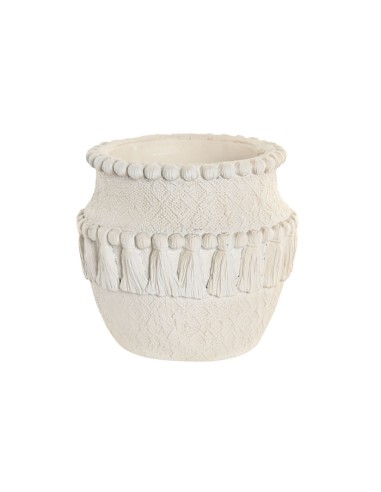 JARRON CEMENTO 20X20X18 RELIEVE BLANCO