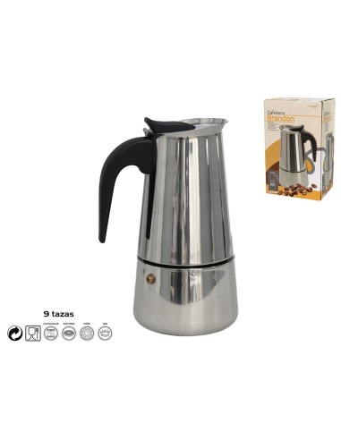 CAFETERA BRANDON 9 TAZAS ACERO