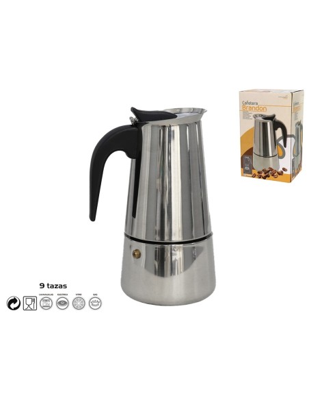CAFETERA BRANDON 9 TAZAS ACERO