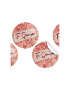 R.250 ETIQUETAS REDONDAS HEART "Te Quiero"