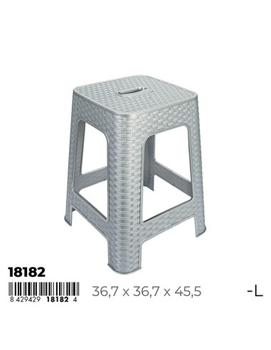 TABURETE 45.5CM RATTAN LINE GRIS