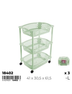 CARRITO VERDULERO CIBELES RECTANGULAR 3 CESTAS VERDE