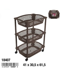 CARRITO VERDULERO CIBELES RECTANGULAR 3 CESTAS MARRÓN