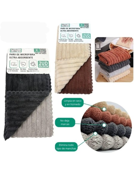  PAÑO DE MICROFIBRA ULTRA ABSORBENTE  30X30 2PCS SL10521