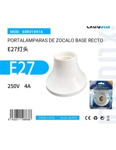 PORTALAMPARAS DE ZOCALO BASE RECTO E27 BLANCO