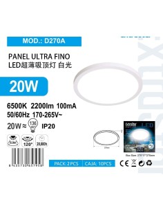 PANEL ULTRA FINO 20W 2200LM D270MM 6500K LUZ FRIA