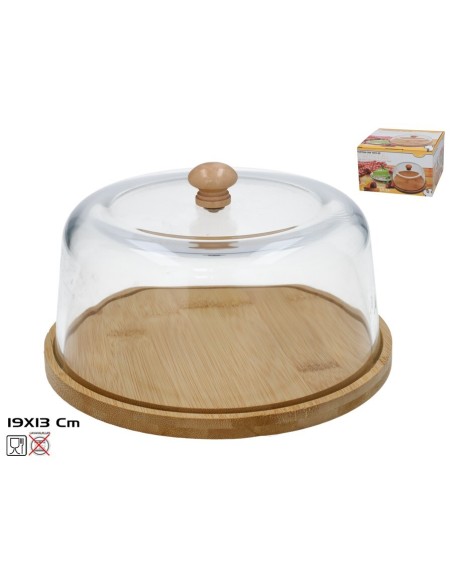 TARTERA C/ TAPA CRISTAL REDONDA 19X13CM