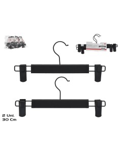 PERCHAS X2 C/PINZAS 30CM NEGRO