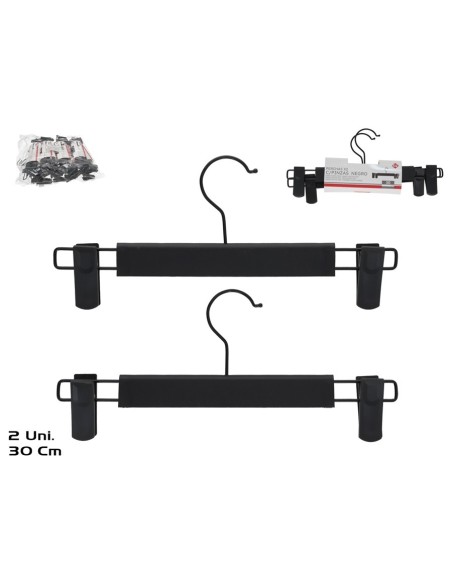 PERCHAS X2 C/PINZAS 30CM NEGRO