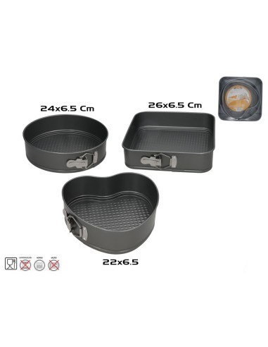 SET 3 MOLDES ACERO 22-24-26CM MARIA GRIS OSCURO