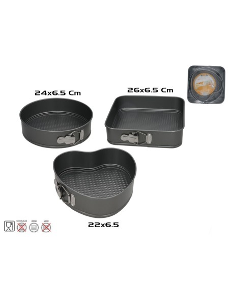SET 3 MOLDES ACERO 22-24-26CM MARIA GRIS OSCURO