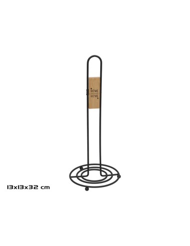 PORTARROLLO PAPEL COCINA DAVE 13X13X32CM NEGRO