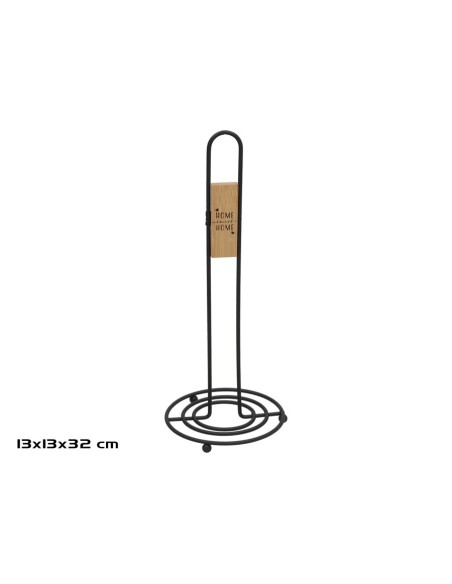 PORTARROLLO PAPEL COCINA DAVE 13X13X32CM NEGRO