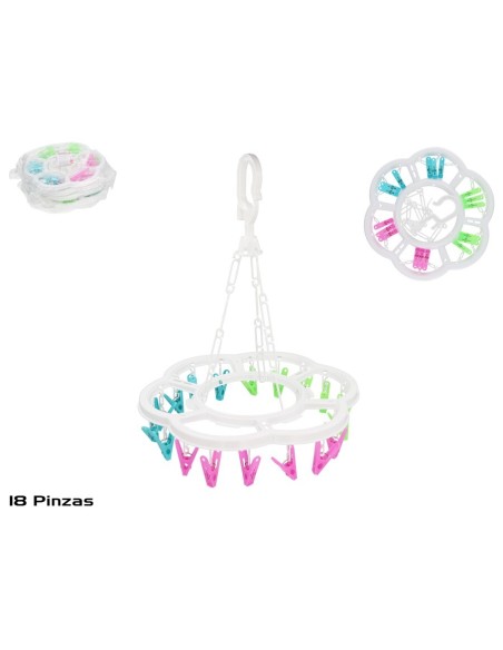 TENDEDERO COLGANTE FLOR 18 PINZAS