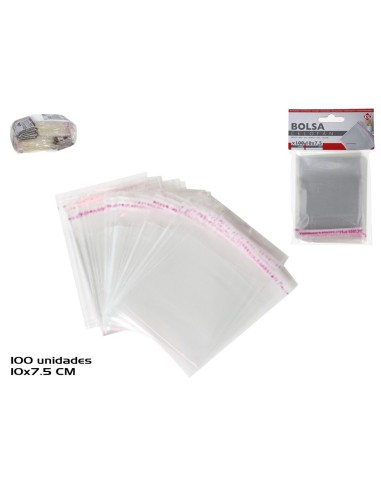 BOLSA CELOFAN  X100 ADHESIVO  10X7.5 CM
