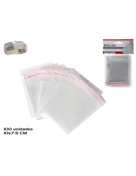 BOLSA CELOFAN  X100 ADHESIVO  10X7.5 CM