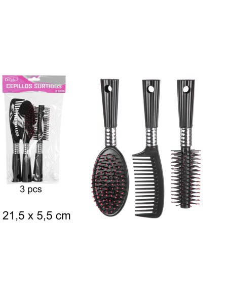 CEPILLO NEGRO 3 PIEZAS 21.5CM