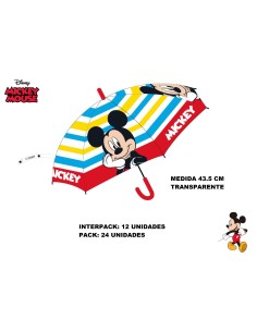 PARAGUAS AUTO NIÑO TRANSPARENTE MICKEY A504 43.5CM