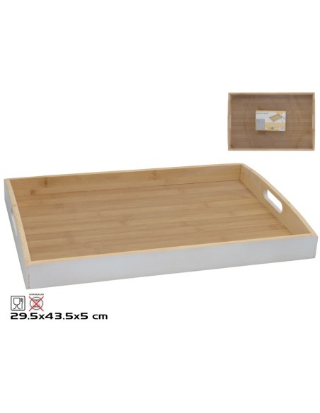 BANDEJA BAMBU KILIAN BL/NATUR 43,5X29,5X5 CM