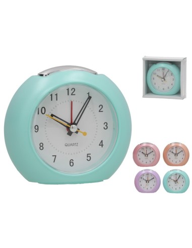 RELOJ DESPERTADOR OLA 9,8X4,7X8,8CM 4 SURT.