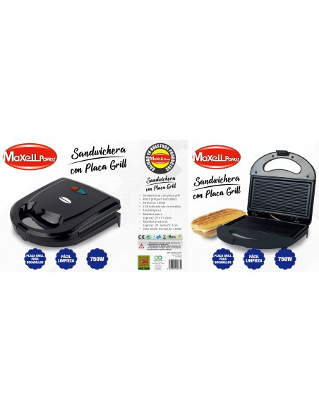 SANDWICHERA CON PLACA GRILL MPSW5632PB NEGRO - 0731