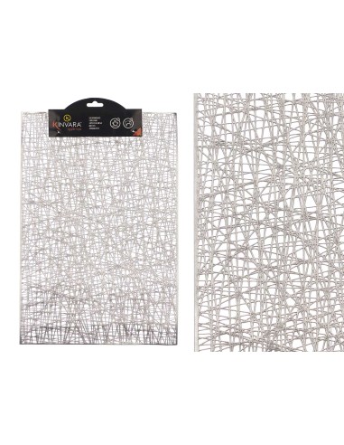 SALVAMANTEL RECTANGULAR RAYAS PLATEADO 1 x 30 x 45 cm.