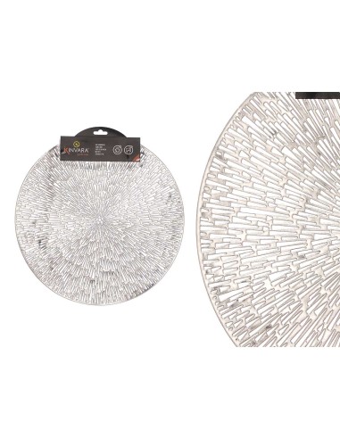 SALVAMANTEL REDONDO FLOR PLATEADO 1 x 38 x 38 cm.