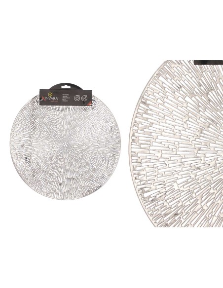 SALVAMANTEL REDONDO FLOR PLATEADO 1 x 38 x 38 cm.