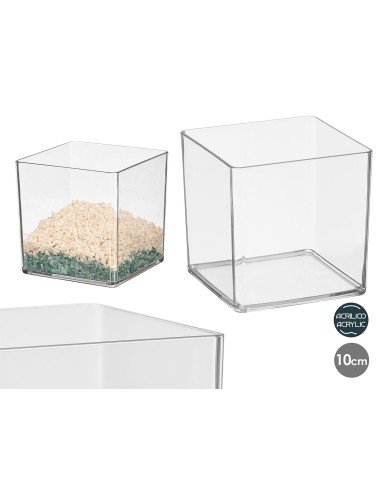 JARRON CUADRADO ACRILICO 10X10CM