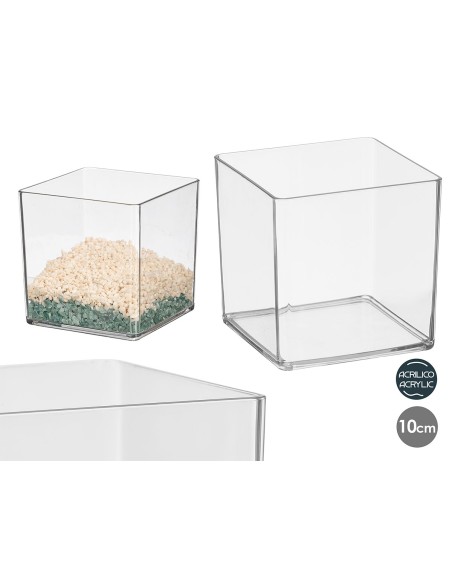 JARRON CUADRADO ACRILICO 10X10CM