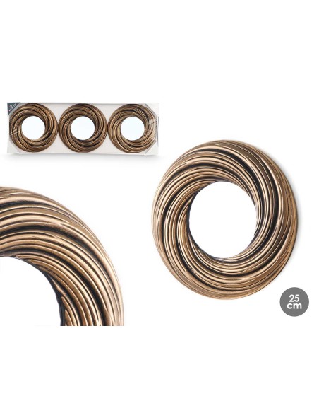 SET 3 ESPEJOS REDONDO ONDAS NEGRO DORADO